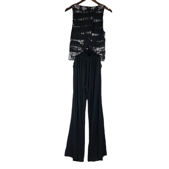 Gypsy 05‎ Black & Gray Tie Dye Split Back Jumpsuit Size Medium - Picture 2 of 12